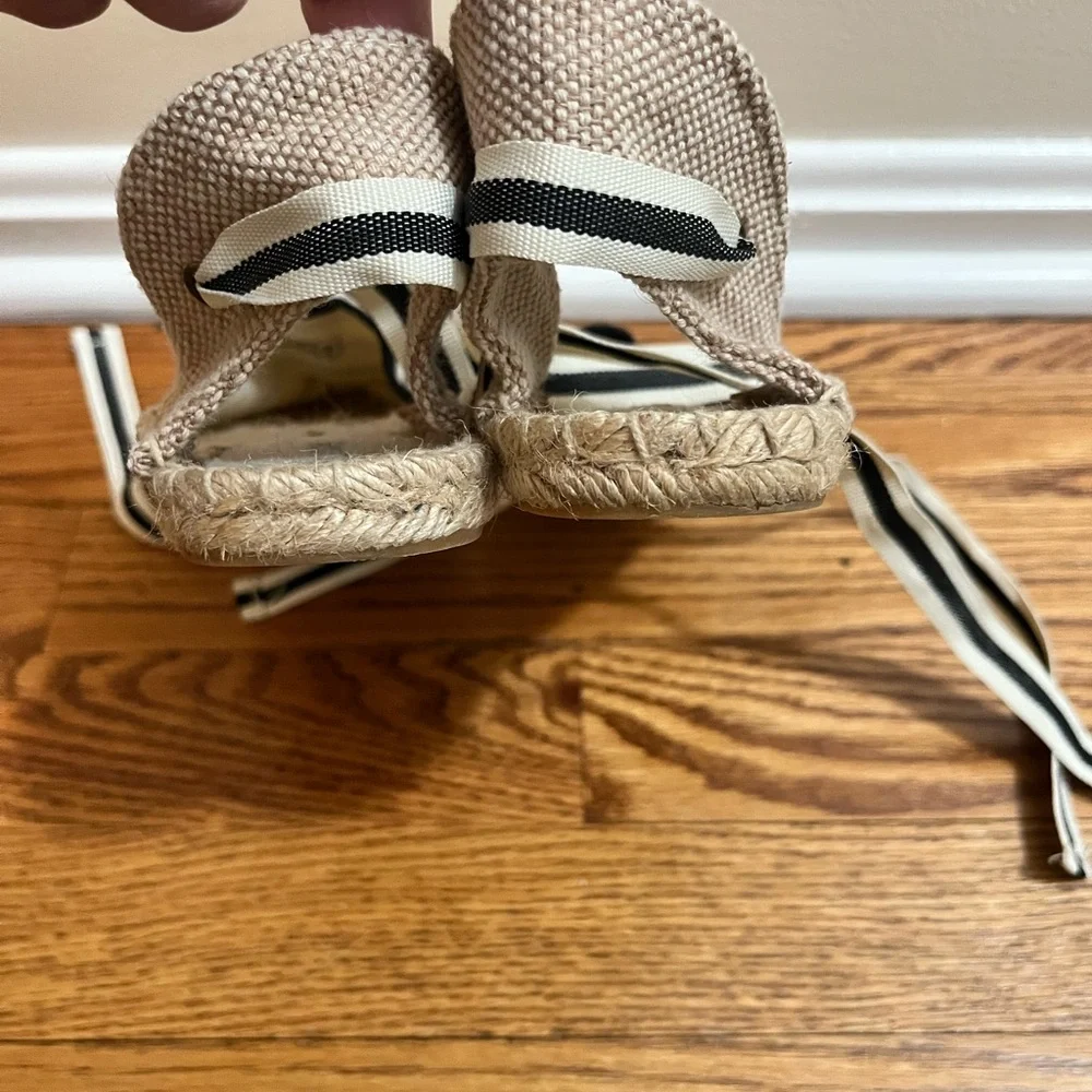 Soludos Women's Black and Cream Striped Espadrilles